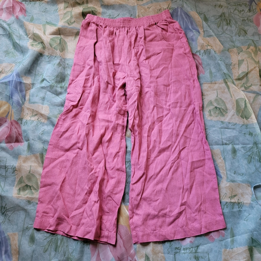 Pink linen fox linen pants